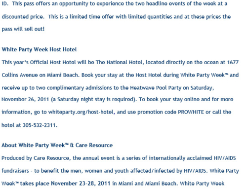 White Party Week Press Release 2011